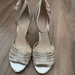 Aldo Silver Strappy Heels